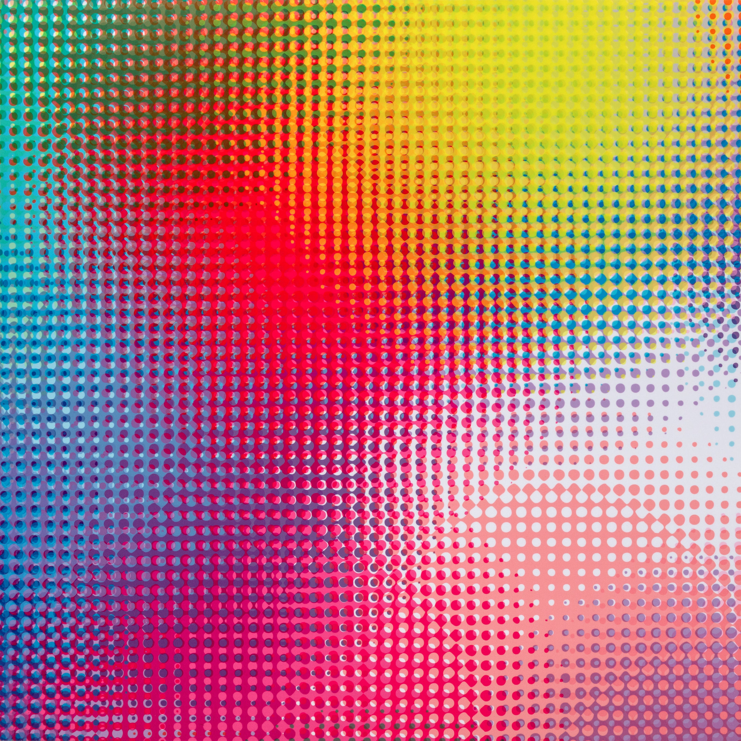 MICHEL DEBULLY, Color fusionem 35, 2018, Subligraphie auf Aluminium, 50x50cm