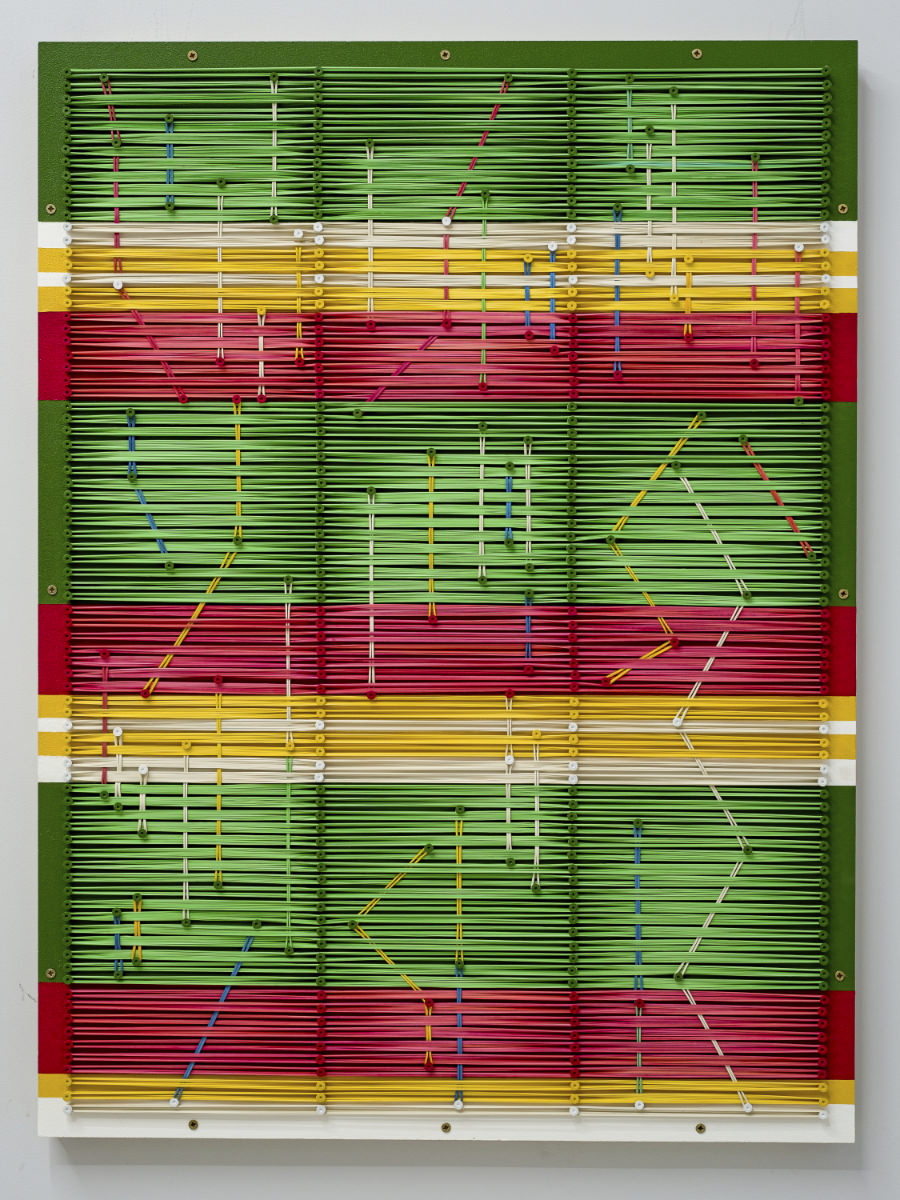 Sommerstuhl, 2024, Gummiringe, Schrauben, Acryl, Mdf, je 86 x 64 cm
Fotos: Dariusz Kowalski
